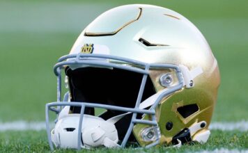 No. 6 Notre Dame Beats No. 7 Penn State In Orange Bowl, Advances To CFP Title Game Notre Dame football helmet.