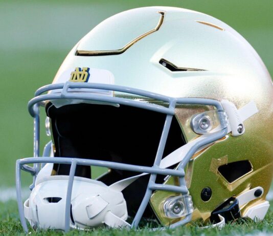 No. 6 Notre Dame Beats No. 7 Penn State In Orange Bowl, Advances To CFP Title Game Notre Dame football helmet.