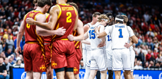 BYU takes on Iowa State in the Big 12 men's basketball tournament.